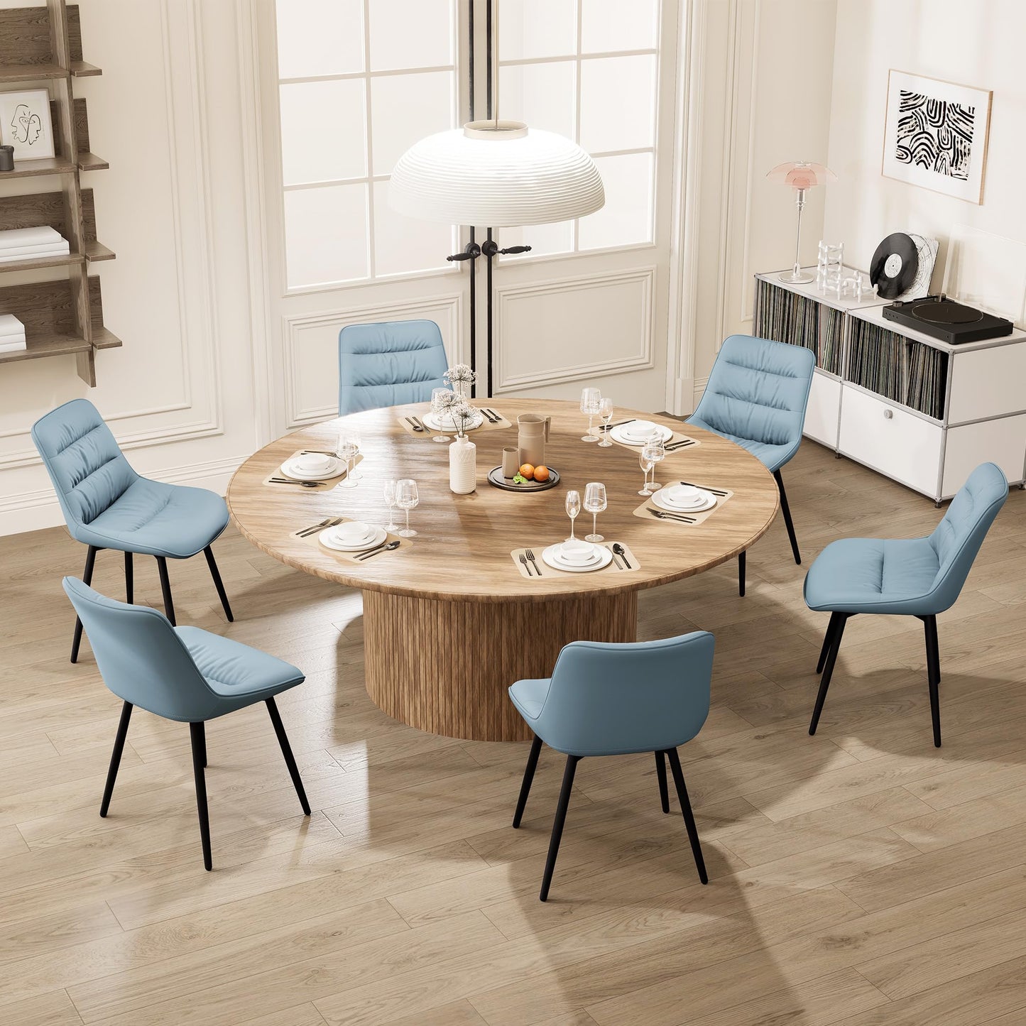 2 Modern PU Dining Chairs – Black