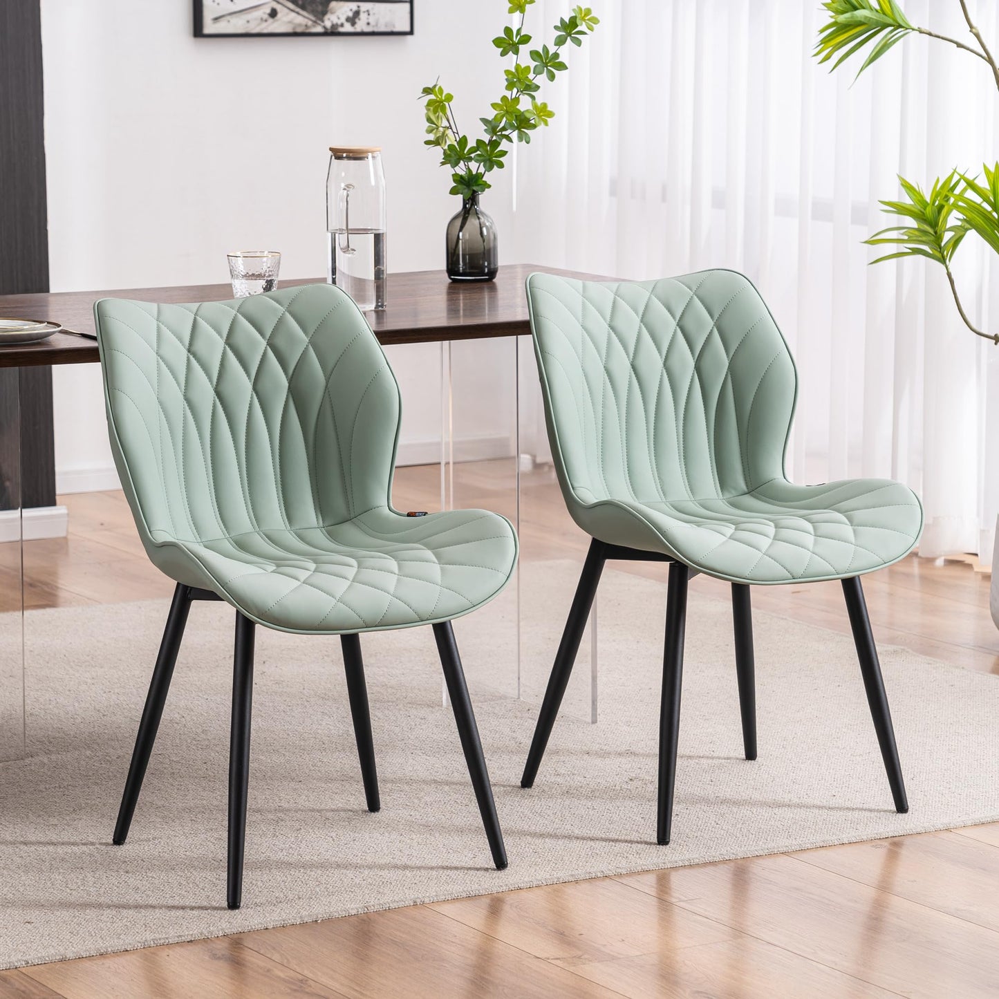 2 Modern Khaki Dining Chairs