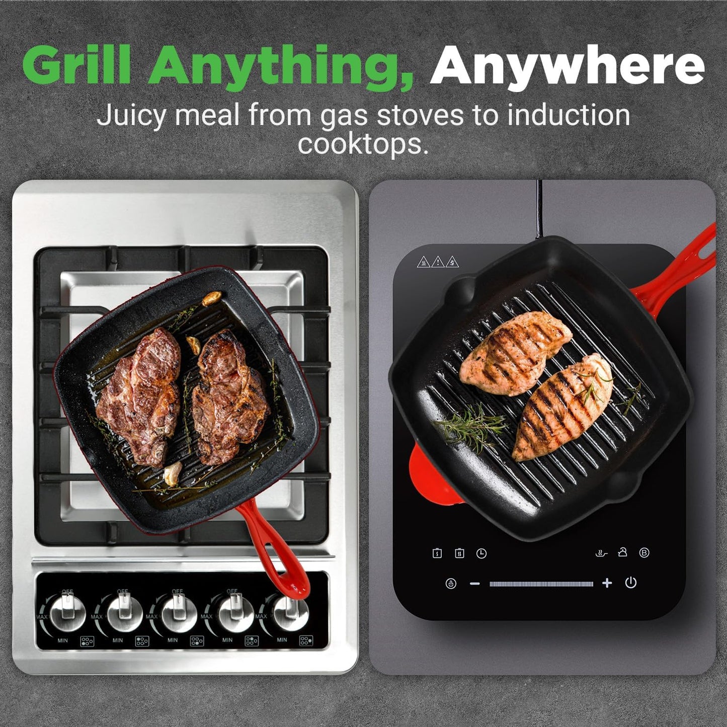 NutriChef 11" Cast Iron Grill Pan