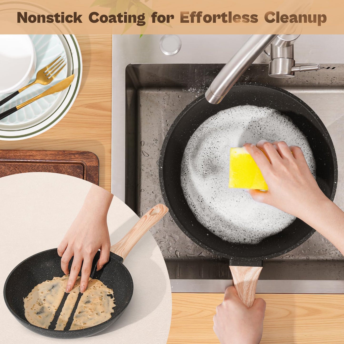 12-Pc Black Granite Cookware Set
