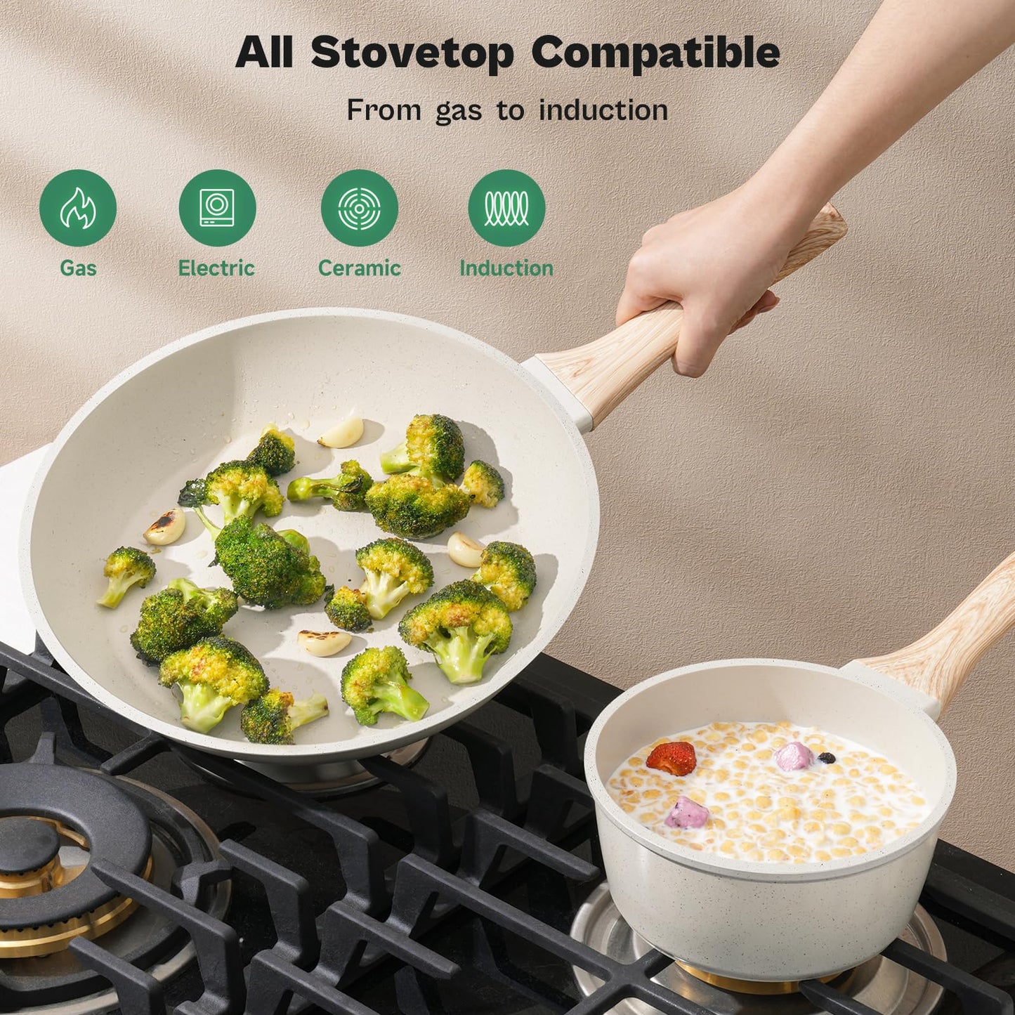 12-Pc Black Granite Cookware Set