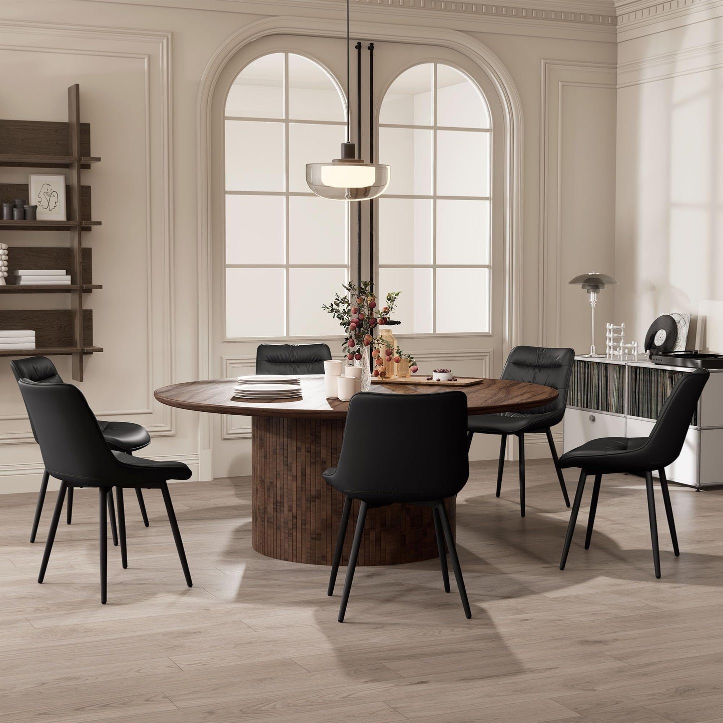 2 Modern PU Dining Chairs – Black