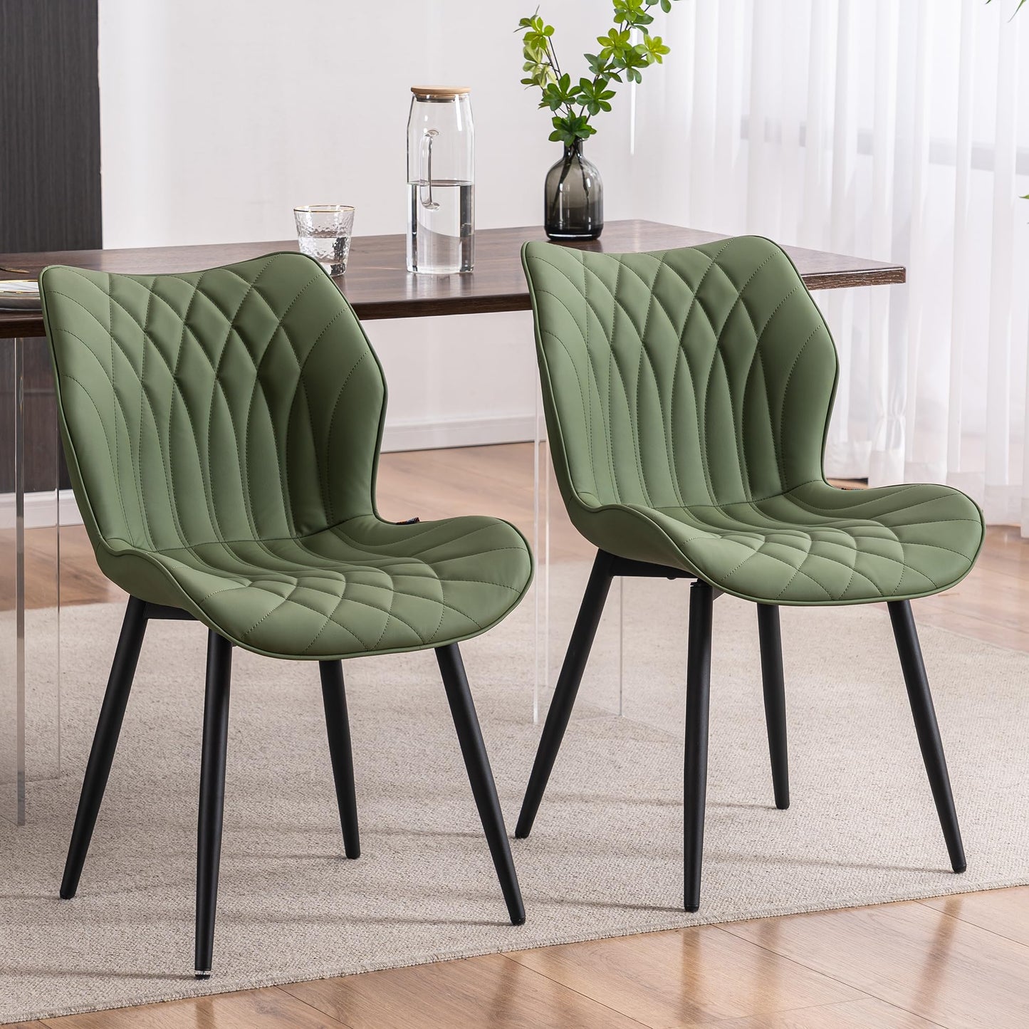 2 Modern Khaki Dining Chairs