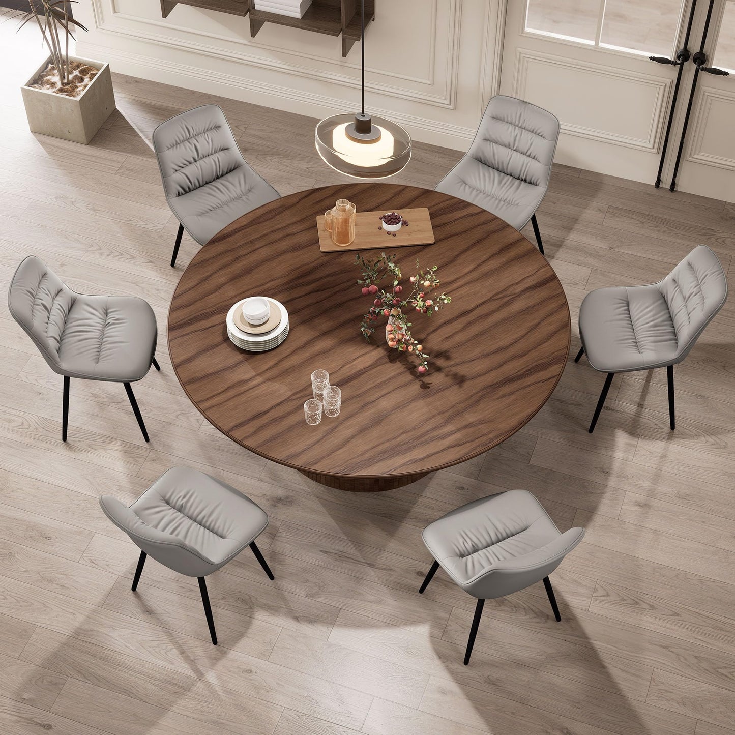 2 Modern PU Dining Chairs – Black