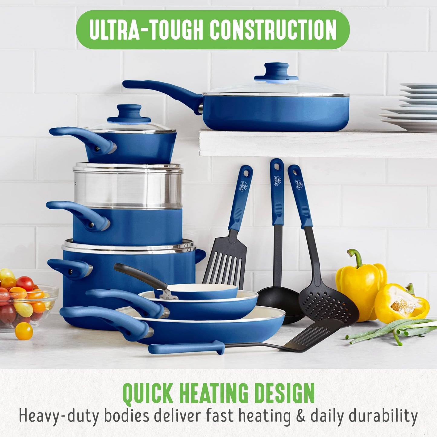 GreenLife 16-Pc Nonstick Cookware Set