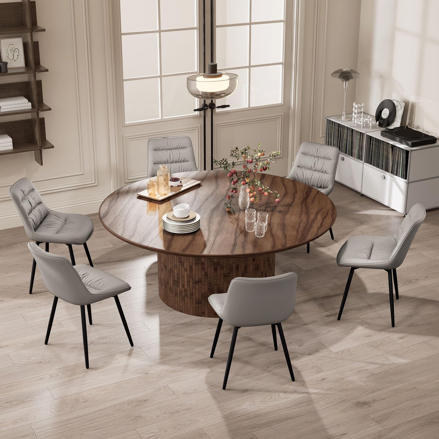 2 Modern PU Dining Chairs – Black