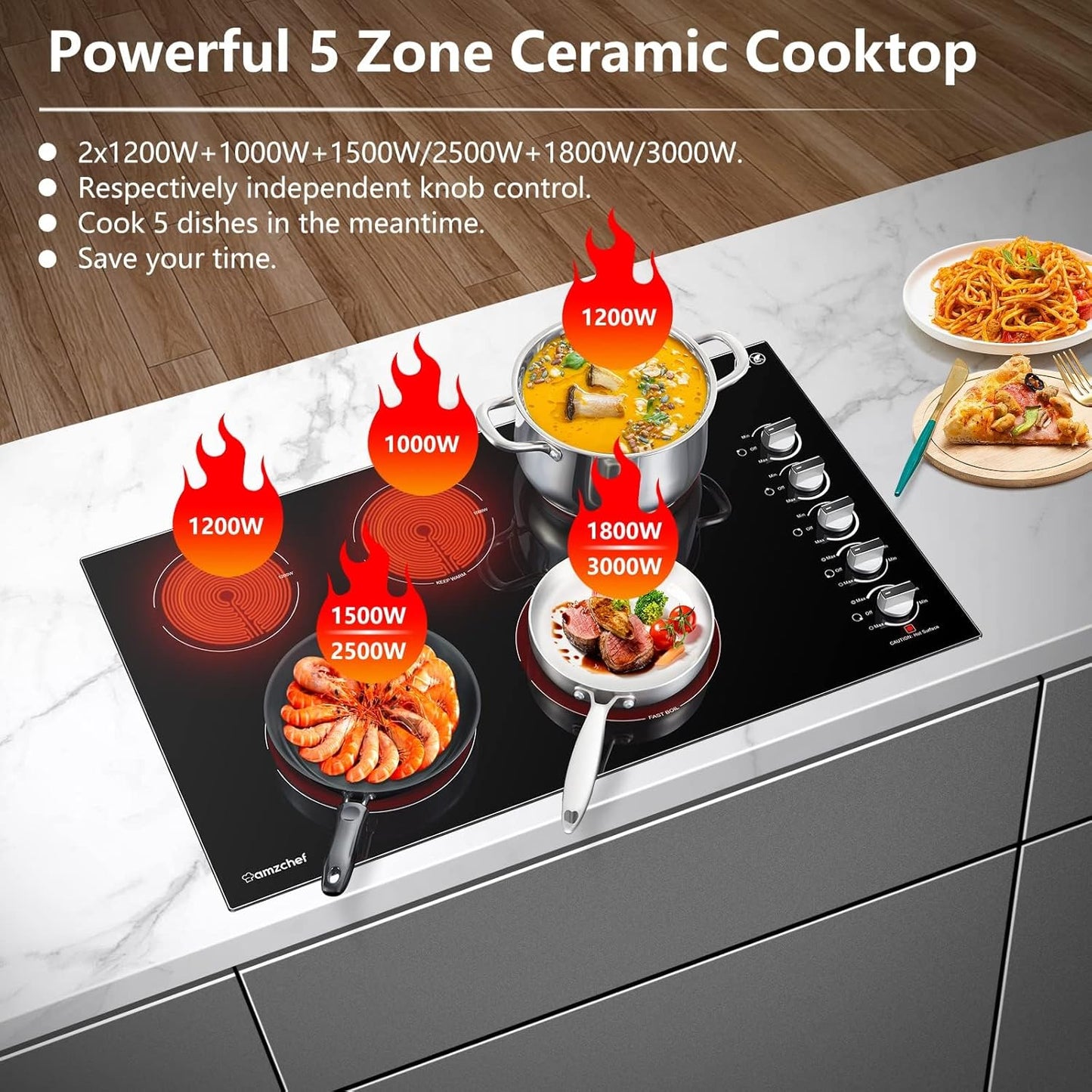 AMZCHEF 36" Electric Cooktop