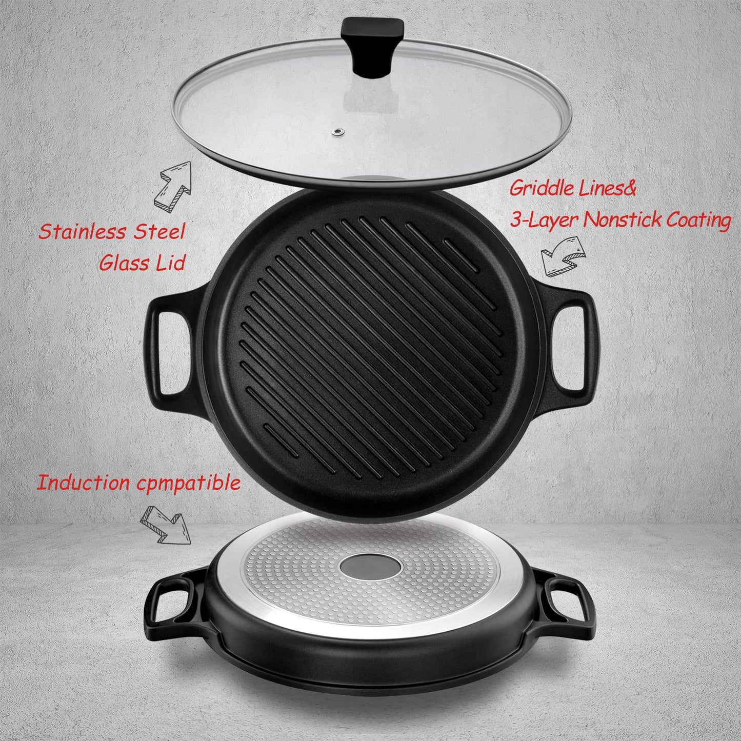 S·KITCHN 12" Cast Aluminum Griddle