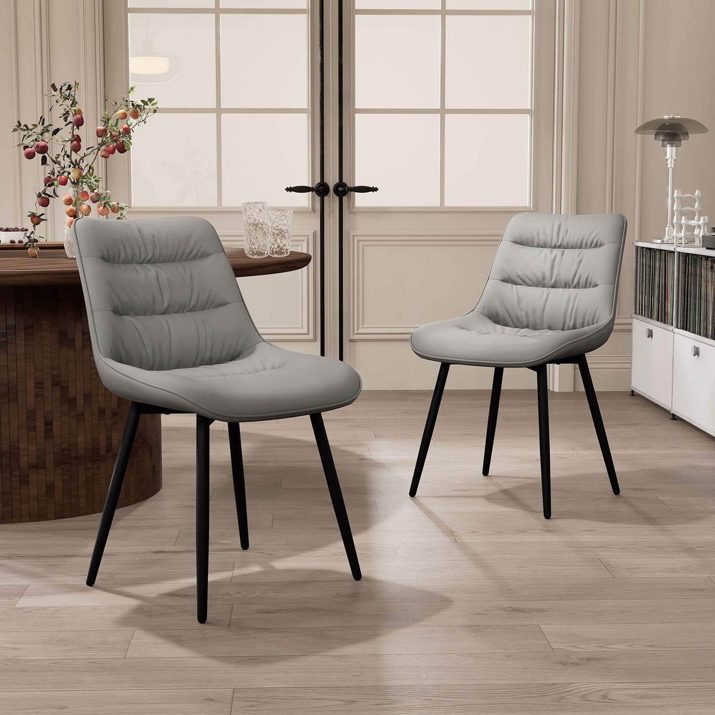 2 Modern PU Dining Chairs – Black