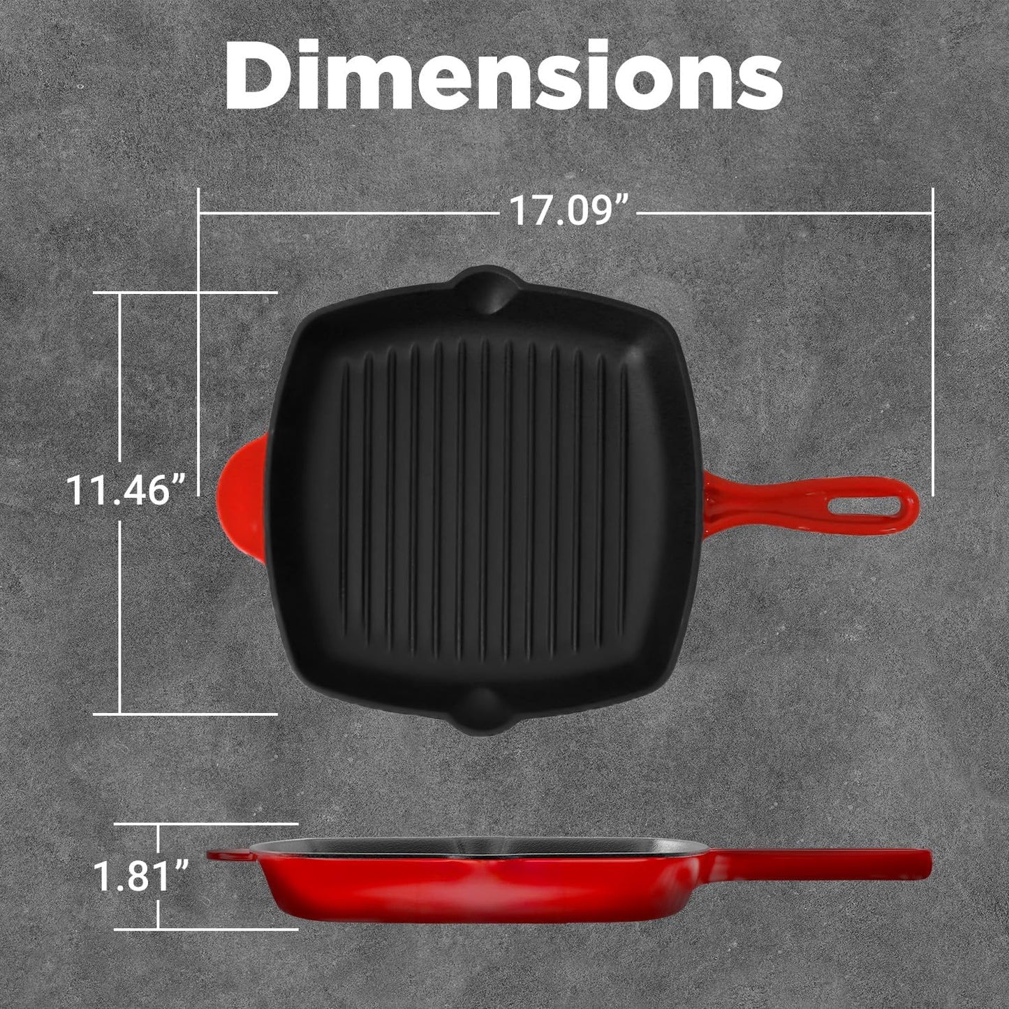 NutriChef 11" Cast Iron Grill Pan