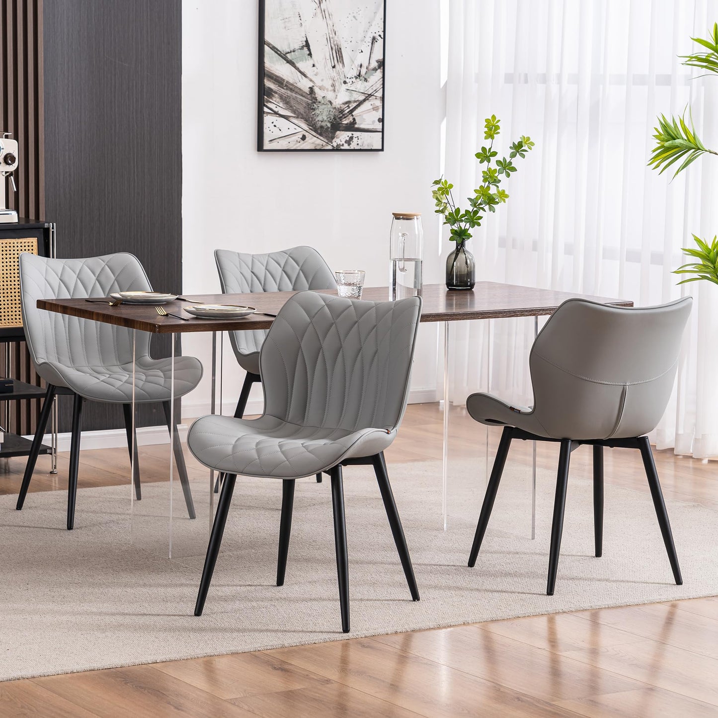 2 Modern Khaki Dining Chairs