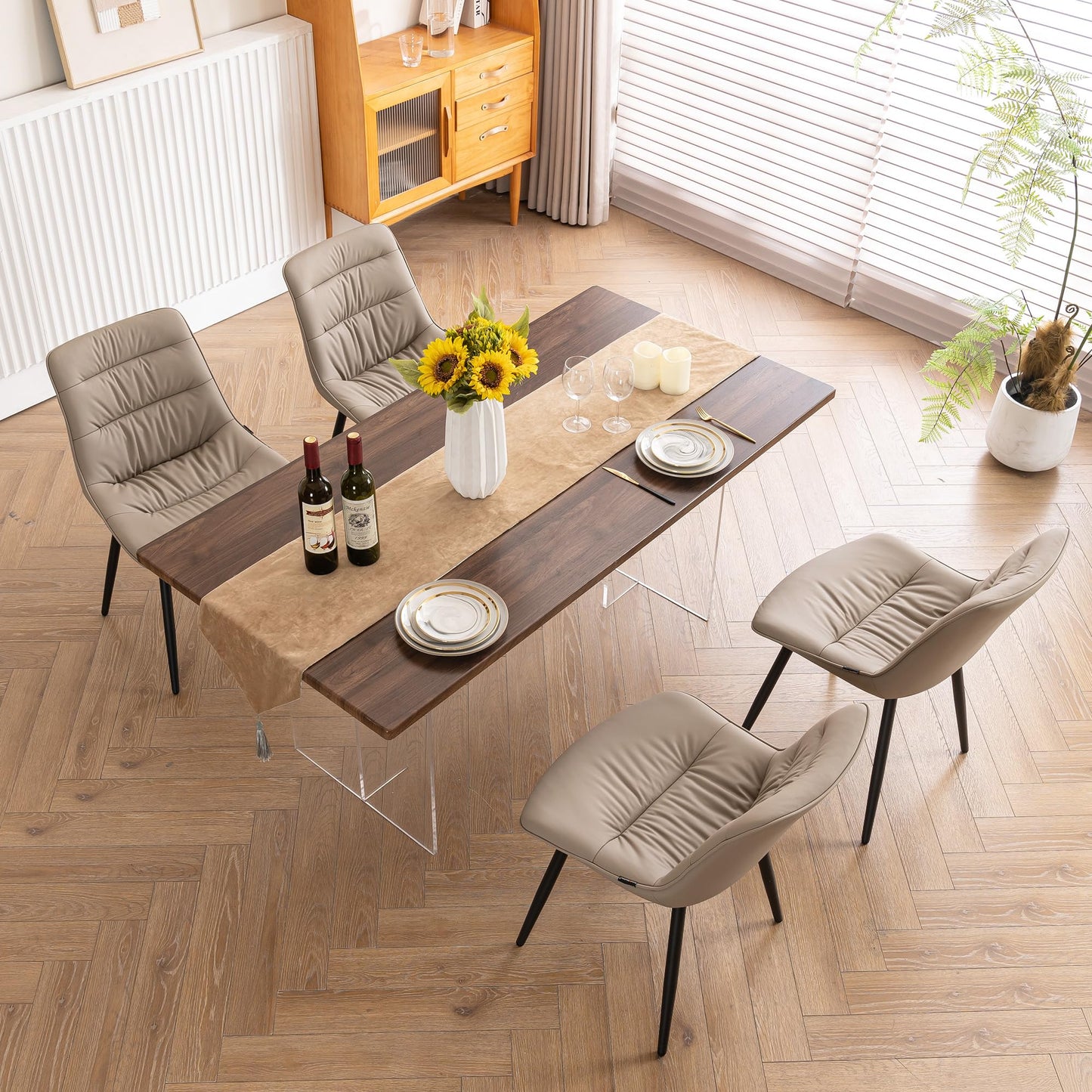 2 Modern PU Dining Chairs – Black